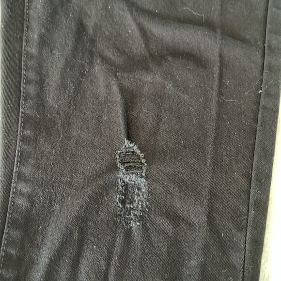 Forever 21 Black Bib Overall Ripped Skinny Jeans Size 26 Distressed Festival - Picture 12 of 15